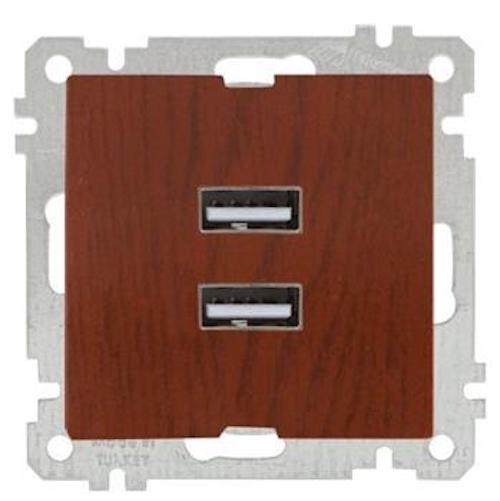 USB Steckdose mit Ladefunktion 2 fach Kirsche (CANDELA Holz Optik)