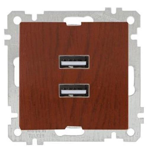 USB Steckdose mit Ladefunktion 2 fach Kirsche (CANDELA Holz Optik) USB Steckdose mit Ladefunktion 2 fach Kirsche (CANDELA Holz Optik)