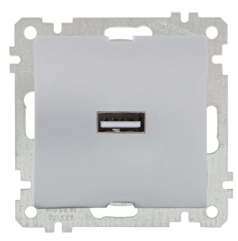 USB Steckdose mit Ladefunktion einfach Silber (CANDELA Metall Optik) USB Steckdose mit Ladefunktion einfach Silber (CANDELA Metall Optik)