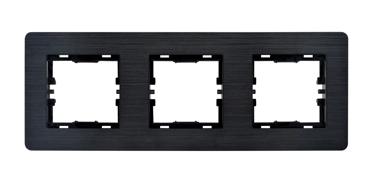 3fach Rahmen Horizontal Schwarz gebürstet - SELENE Schalterserie