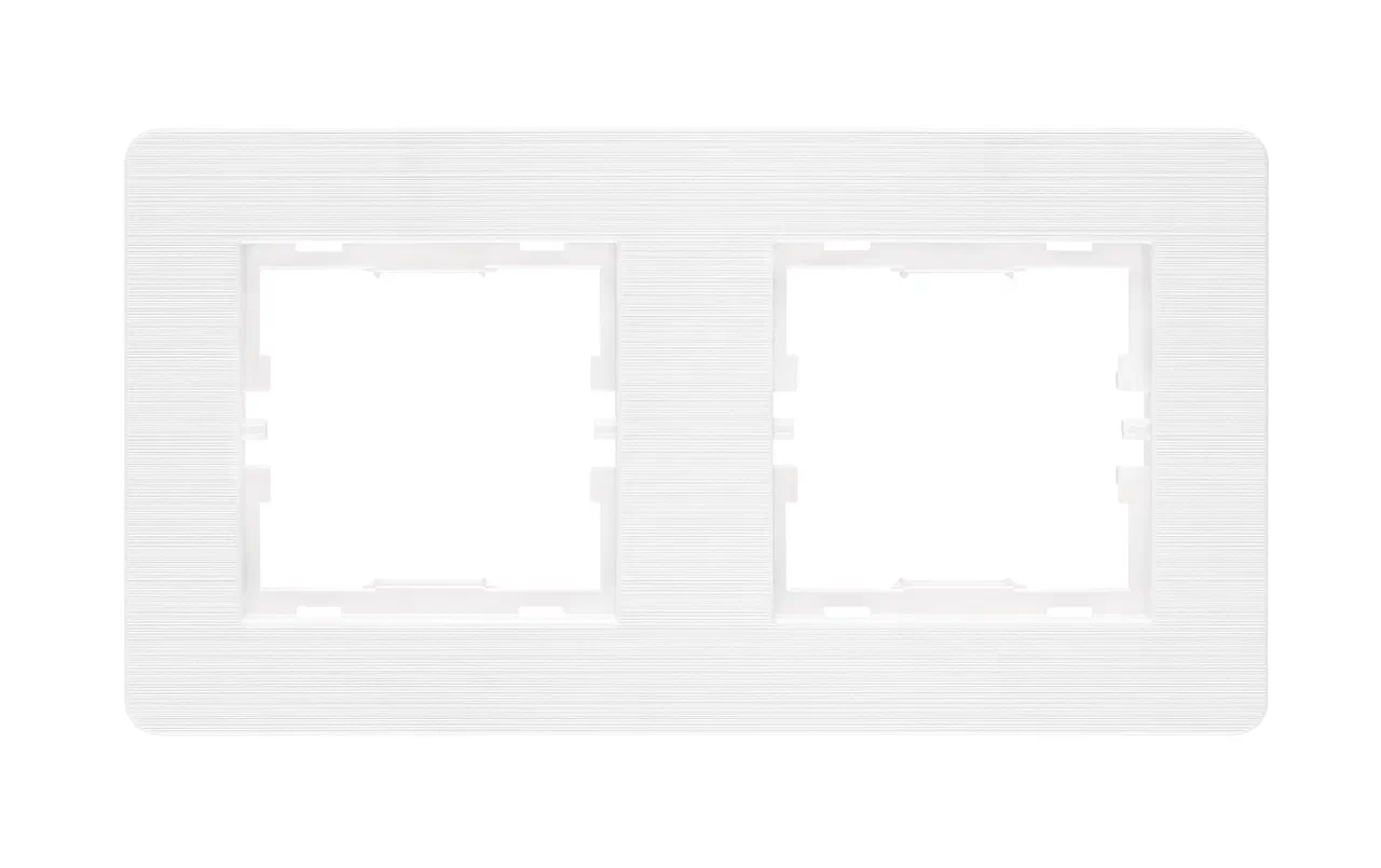 2fach Rahmen Horizontal gebürstet Weiß - SELENE Schalterserie