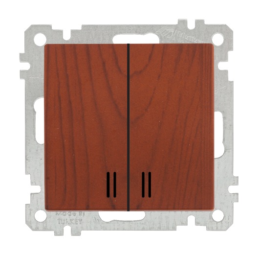 2 fach Kontrollschalter Kirsche (CANDELA Holz Optik) 2 fach Kontrollschalter Kirsche (CANDELA Holz Optik)