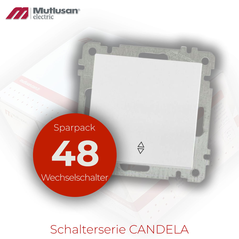 Sparset 48x Wechselschalter Weiß CANDELA Serie