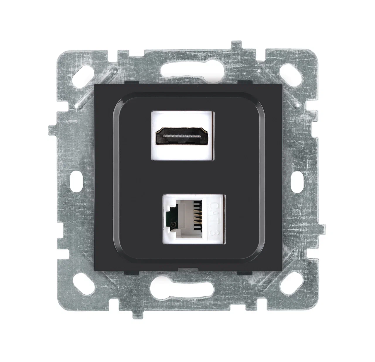 HDMI- und Netzwerk-Anschlussdose CAT6 Anthrazit  · SELENE