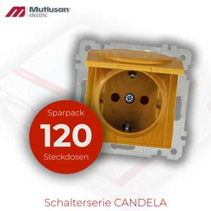 Sparset 120x Steckdose mit Klappdeckel und Kindersicherung Eiche Holz Optik CANDELA serie