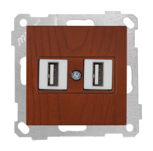 USB Anschluss 2 fach Kirsche (CANDELA Holz Optik) USB Anschluss 2 fach Kirsche (CANDELA Holz Optik)