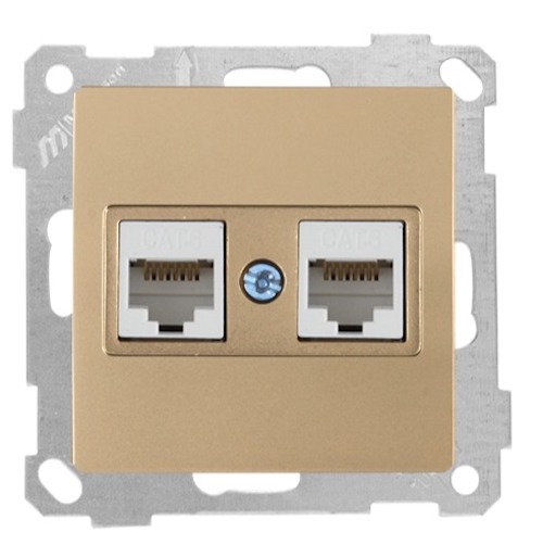 2 fach Netzwerk Dose CAT6 Gold Optik - CANDELA Schalterserie