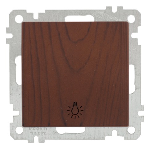 Taster mit Lampensymbol Walnuss Holz Optik - CANDELA Schalterserie