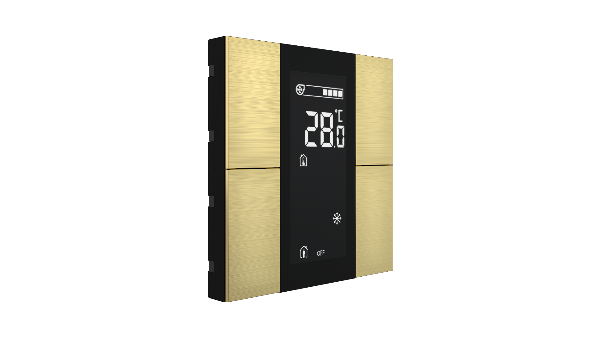 KNX Raumtemperatursensor mit Air Quality Sensor iSwitch+ Aluminium Gold 4 Tasten KNX Raumtemperatursensor mit Air Quality Sensor iSwitch+ Aluminium Gold 4 Tasten