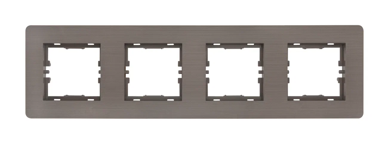 4fach Rahmen Horizontal gebürstet Cappuccino Braun - SELENE Schalterserie