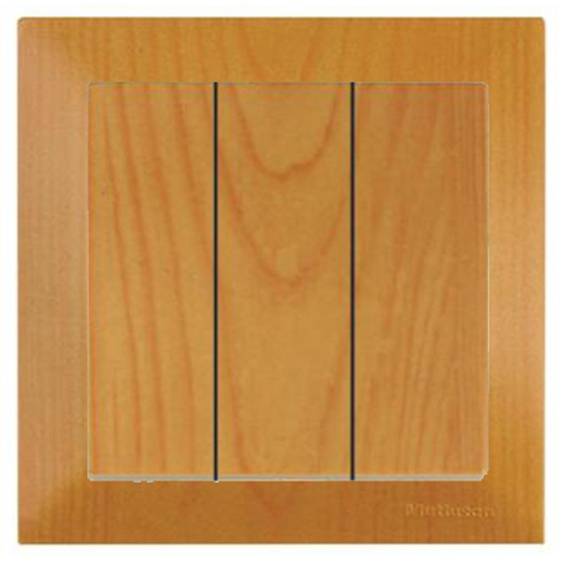 3-fach Schalter mit Rahmen Eiche Holz Optik - CANDELA Schalterserie 3-fach Schalter mit Rahmen Eiche Holz Optik - CANDELA Schalterserie