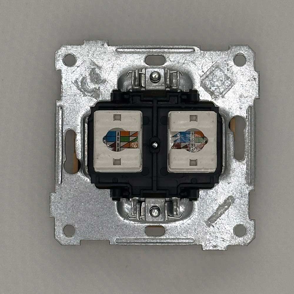 2 fach Netzwerkdose CAT5e Eiche Holz Optik - CANDELA Schalterserie