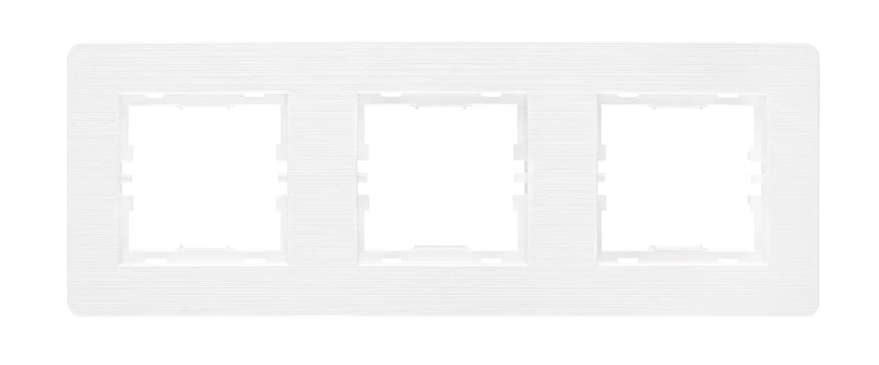 3fach Rahmen Horizontal gebürstet Weiß - SELENE Schalterserie