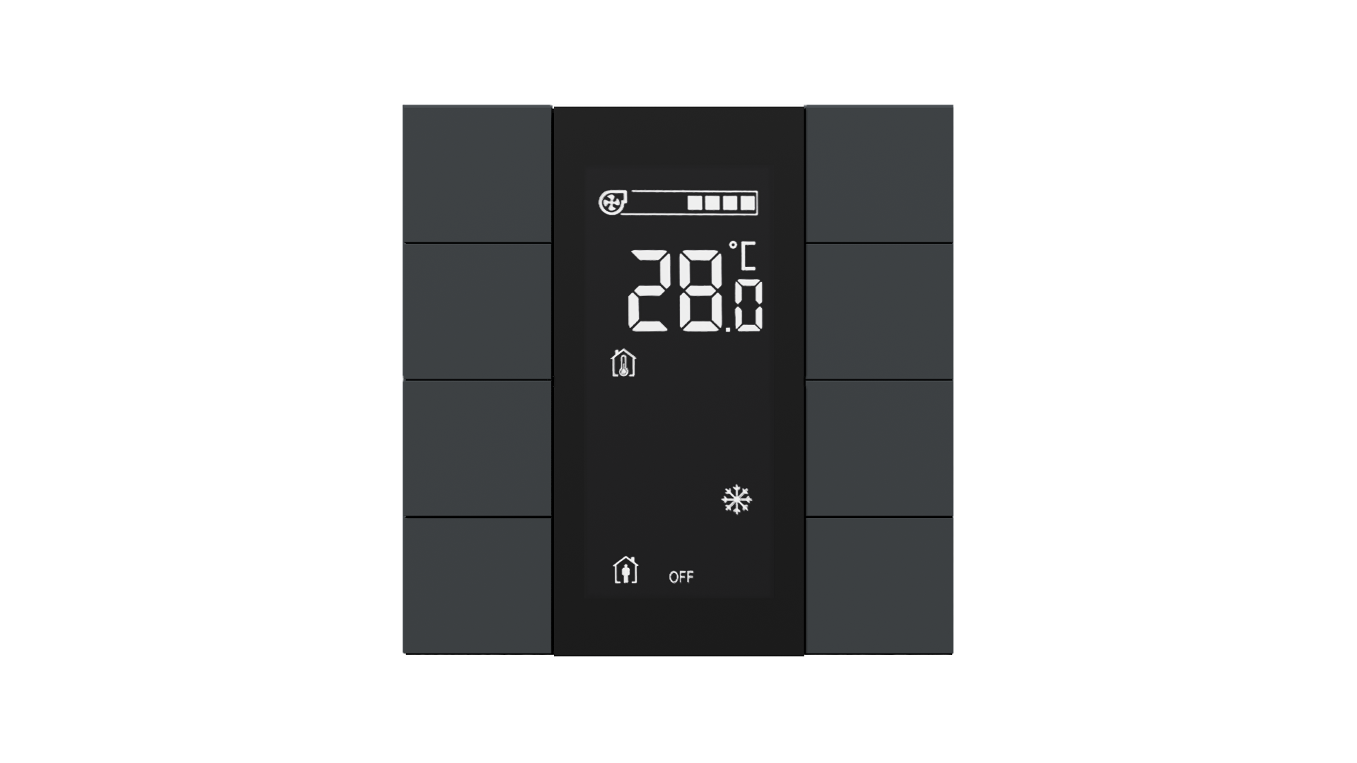 KNX Taster mit Display und Luftqualitätssensor iSwitch+ · Anthrazit matt KNX Taster mit Display und Luftqualitätssensor iSwitch+ · Anthrazit matt