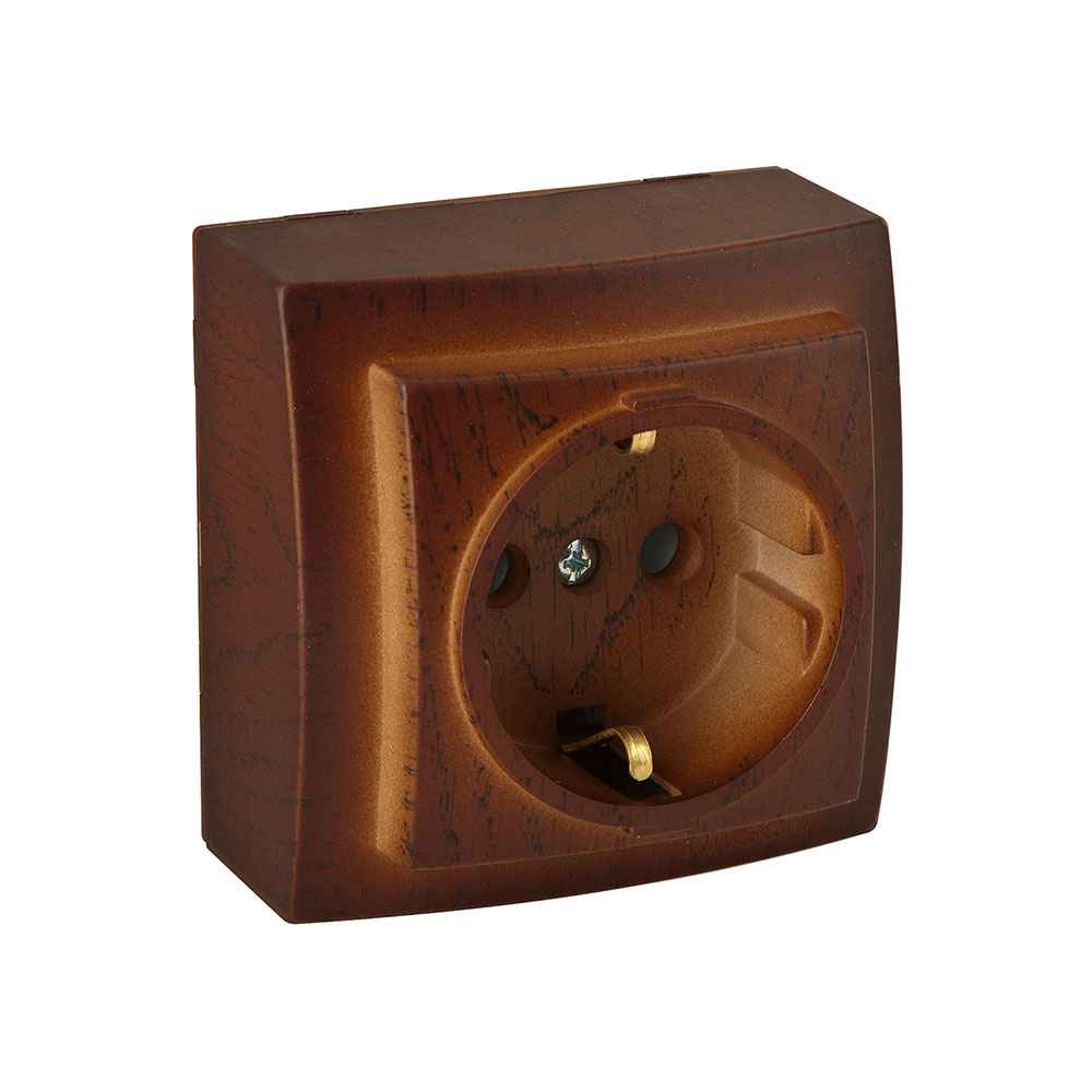 Steckdose mit Kindersicherung Walnuss · THEMIS