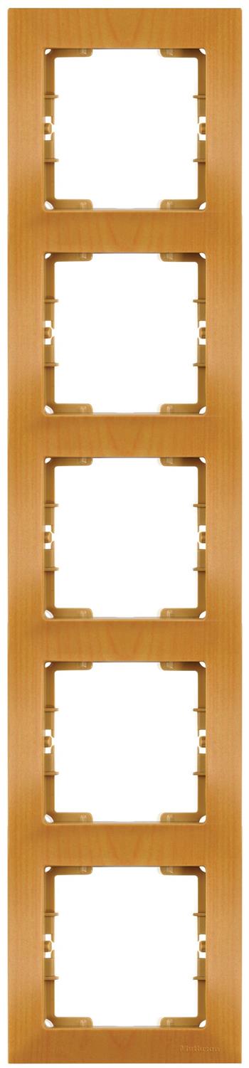 5 fach Rahmen vertikal Eiche Holz Optik - CANDELA Schalterserie