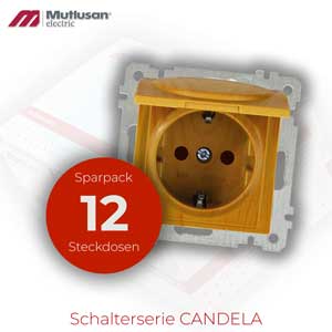 Sparset 12x Steckdose mit Klappdeckel und Kindersicherung Eiche Holz Optik CANDELA serie