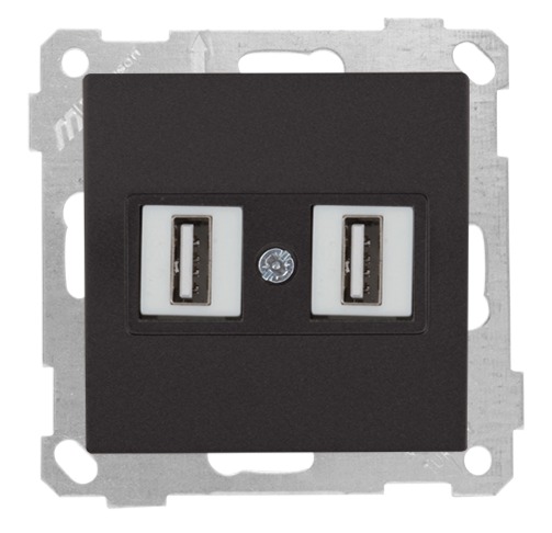 2 fach USB Anschluss Schwarz (CANDELA Metall Optik)