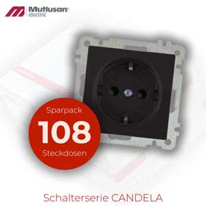 Sparset 108x Steckdosen Schwarz mit Kindersicherung CANDELA Serie