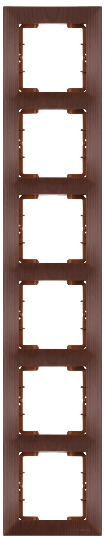 6 fach Rahmen vertikal Walnuss Holz Optik - CANDELA Schalterserie