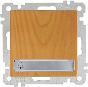 Taster mit Glocke und beleuchtetem Namensschild Eiche Holz Optik - CANDELA Schalterserie