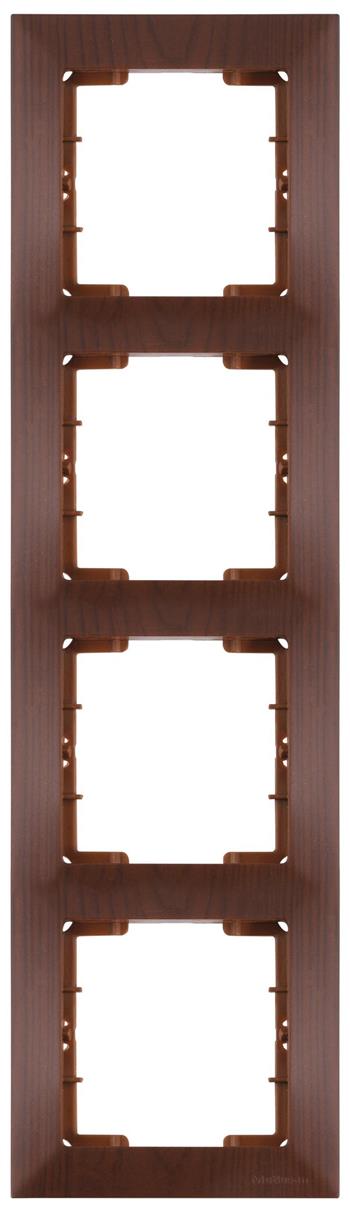 4 fach Rahmen vertikal Walnuss Holz Optik - CANDELA Schalterserie