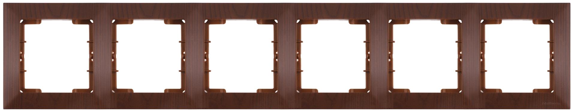 6 fach Rahmen horizontal Walnuss Holz Optik - CANDELA Schalterserie