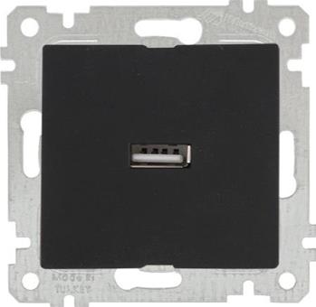 1 fach USB Steckdose Schwarz (RITA Metall Optik)
