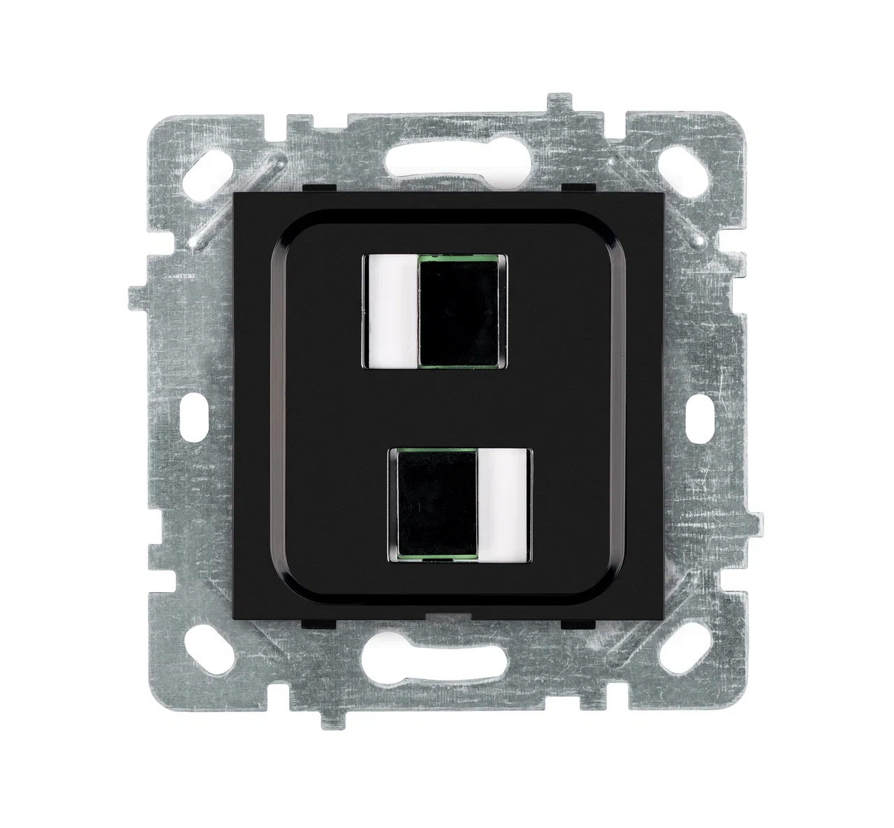 Doppel Glasfaser-Anschlussdose 2-fach Schwarz glänzend · SELENE