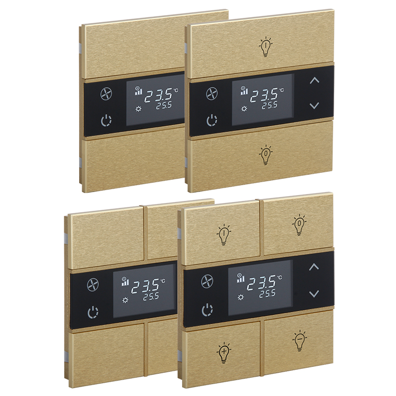 KNX Metall Taster mit Thermostat ROSA · Gold