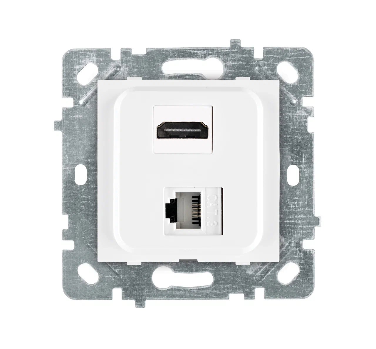 HDMI- und Netzwerk-Anschlussdose CAT6  Weiß · SELENE