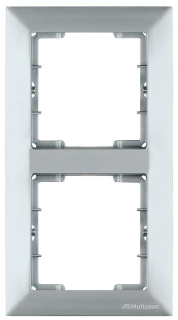 2 fach Rahmen vertikal Silber (CANDELA Metall Optik)