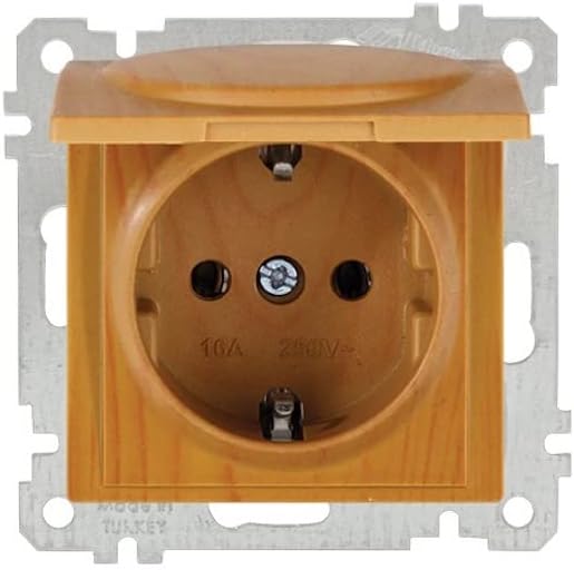 Steckdose mit Klappdeckel Eiche Holz Optik - CANDELA Schalterserie