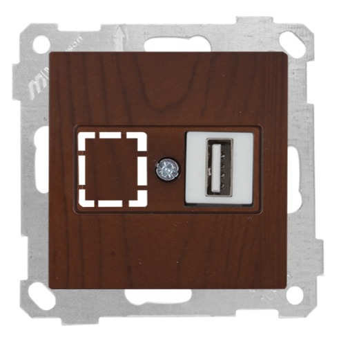 USB Anschluss Walnuss Holz Optik - CANDELA Schalterserie