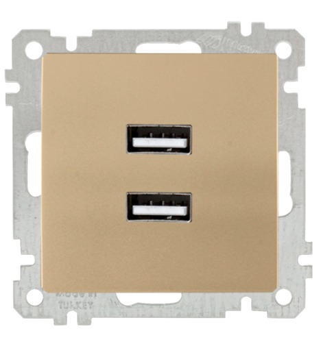 2-fach USB Ladesteckdose Gold (CANDELA Metall Optik)