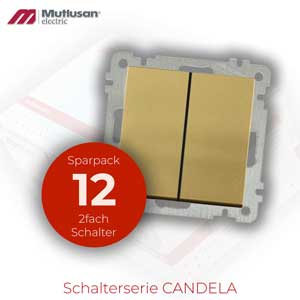 Sparset 12x Serienschalter / 2 fach Schalter Gold Metall Optik CANDELA Standard