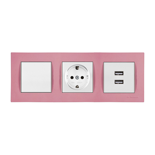 Schalter Steckdose 2-fach USB Dose inkl. Rosa Rahmen Schalter Steckdose 2-fach USB Dose inkl. Rosa Rahmen