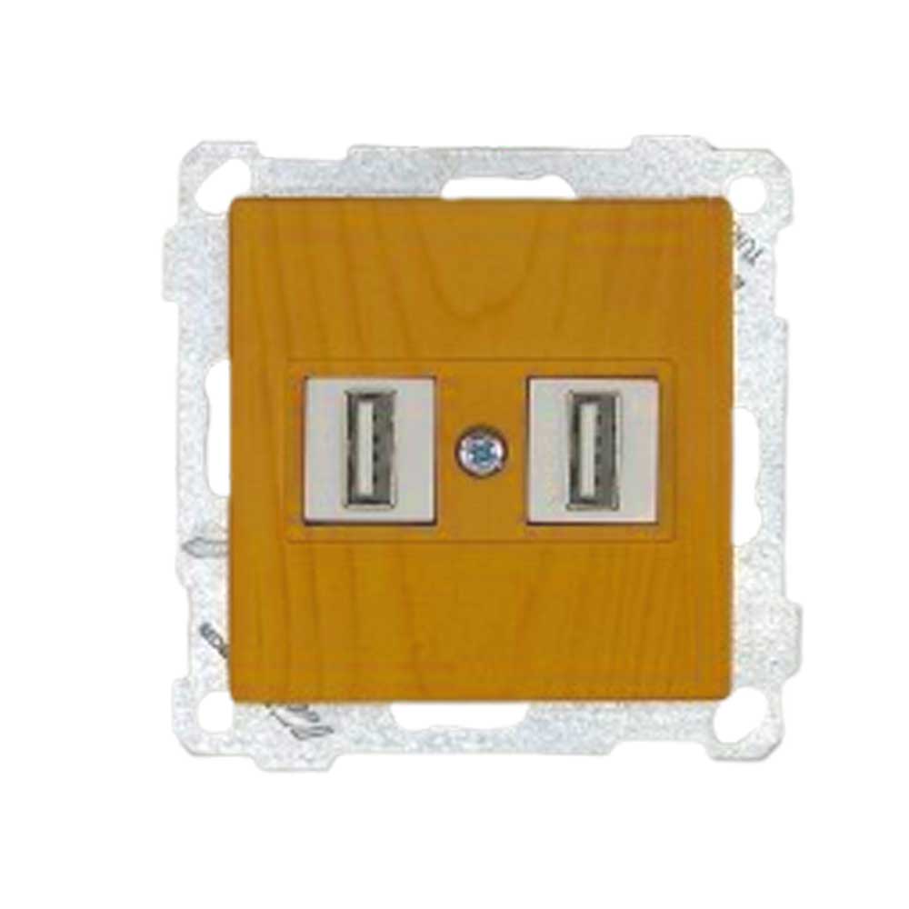 2fach USB Anschluss Eiche Holz Optik- CANDELA Schalterserie