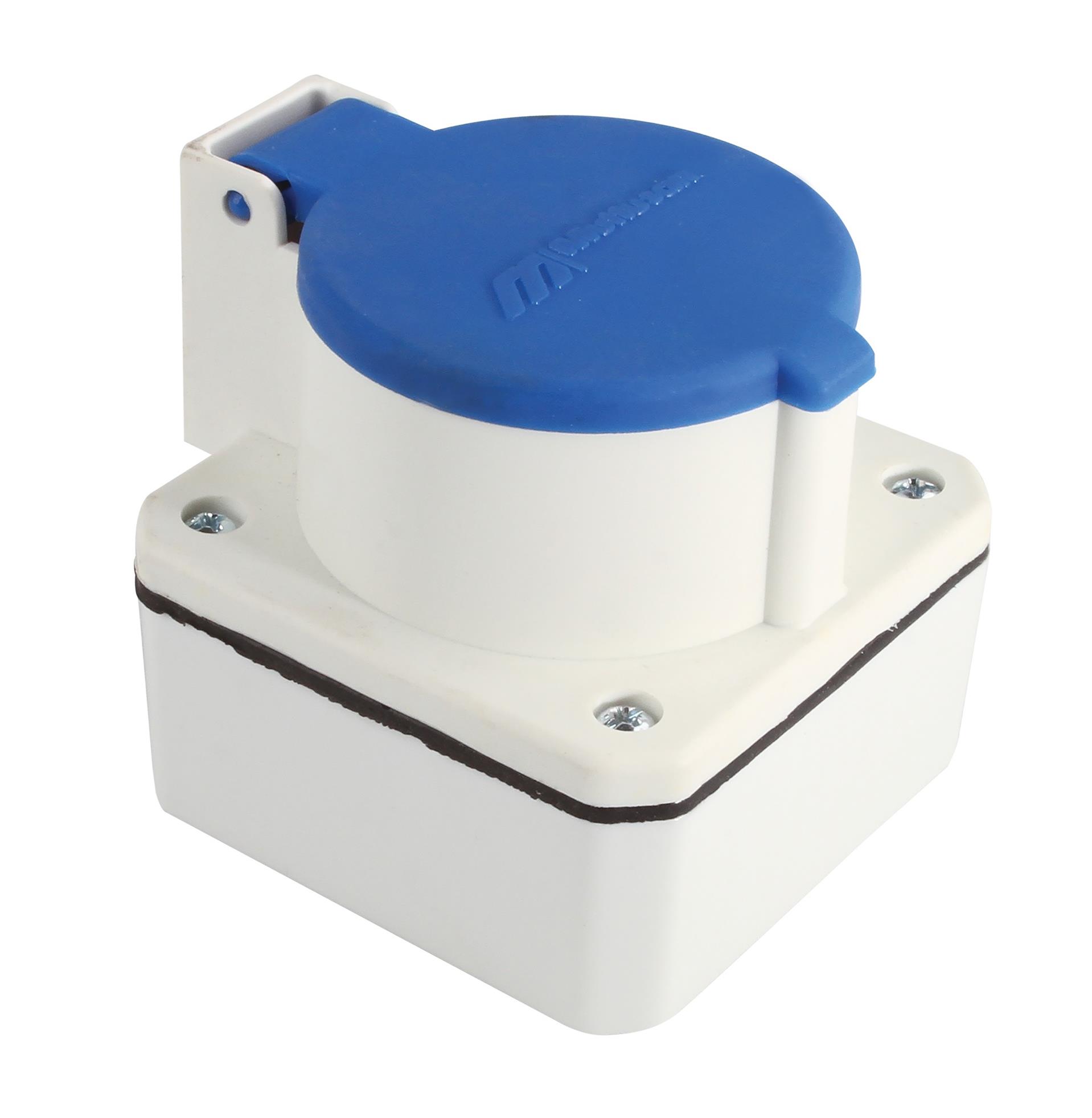 Schuko Aufputzsteckdose IP44 – Grau / Weiß