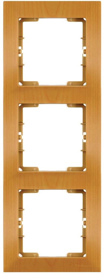 3 fach Rahmen vertikal Eiche Holz Optik - CANDELA Schalterserie