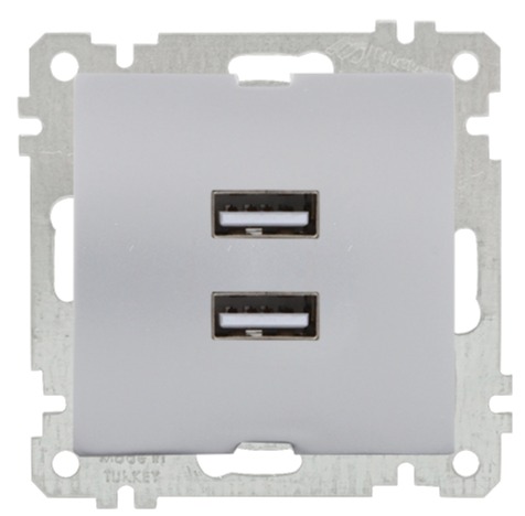 USB Steckdose 2 fach Silber (RITA Metall Optik) USB Steckdose 2 fach Silber (RITA Metall Optik)