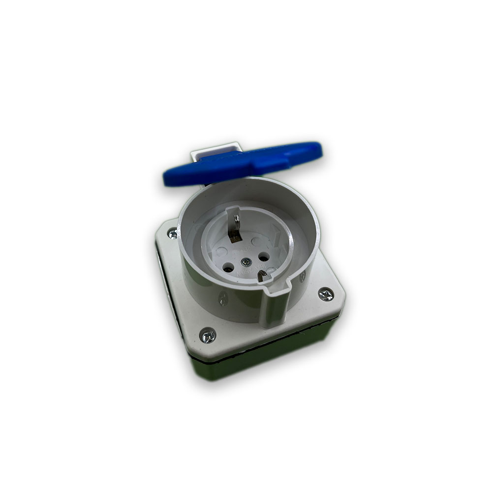 Schuko Aufputzsteckdose IP44 – Grau / Weiß