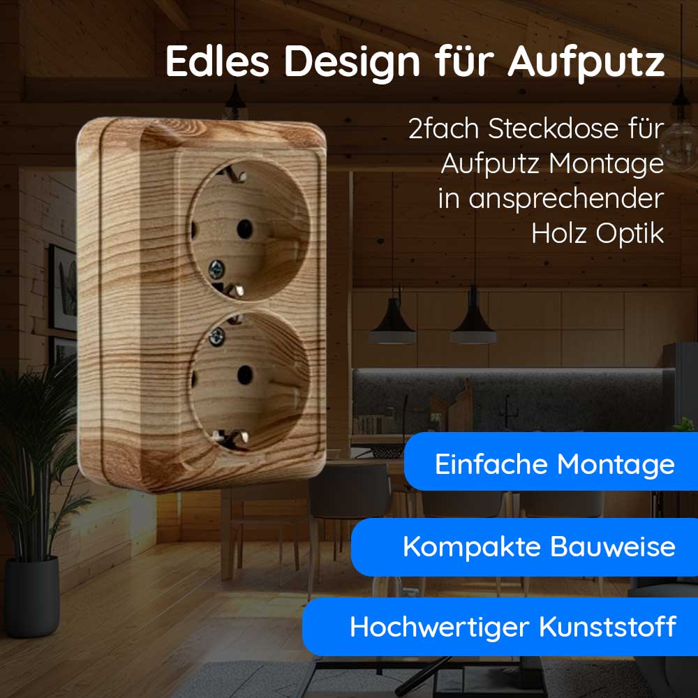 2er Steckdosen Eiche · NOELA