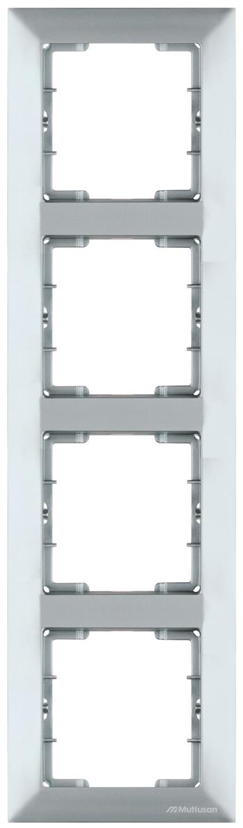 4 fach Rahmen vertikal Silber (CANDELA Metall Optik)