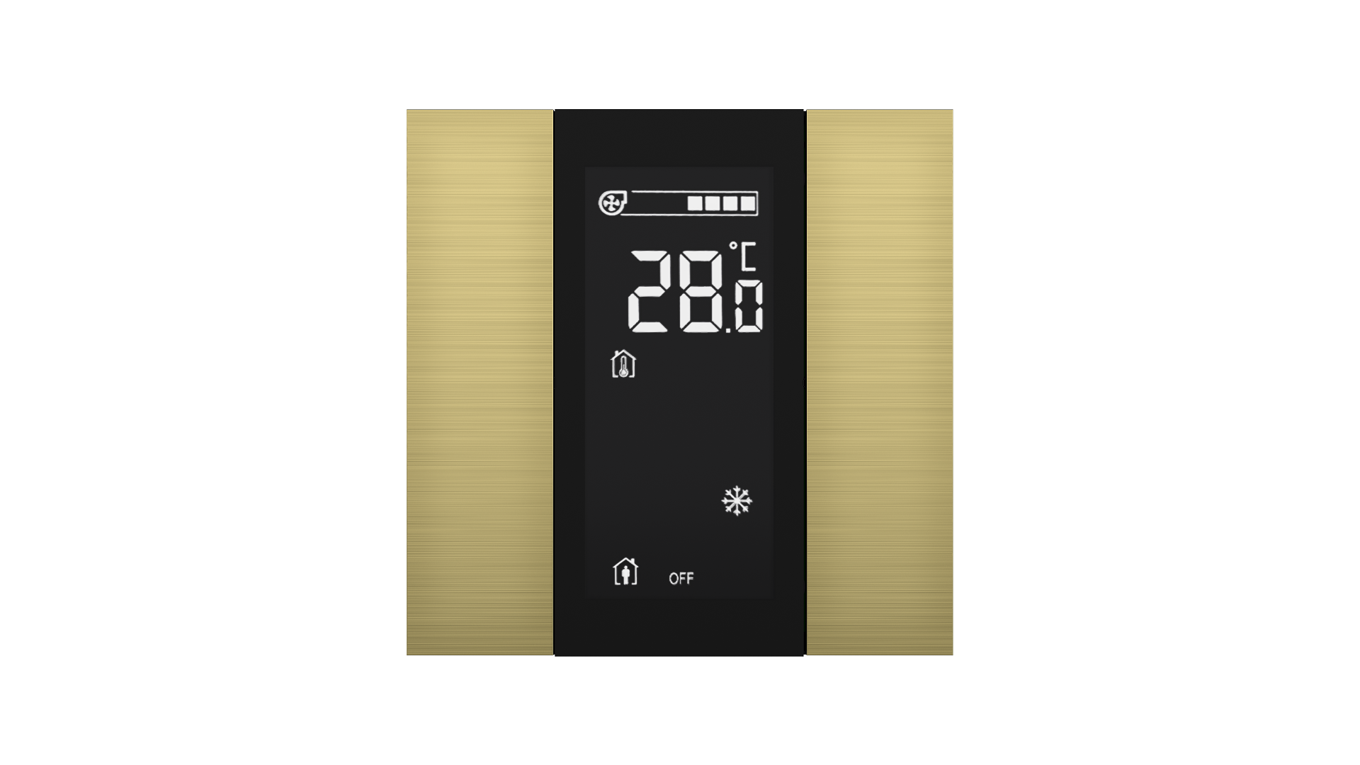 KNX Raumtemperatursensor mit Air Quality Sensor iSwitch+ Aluminium Gold 2 Tasten