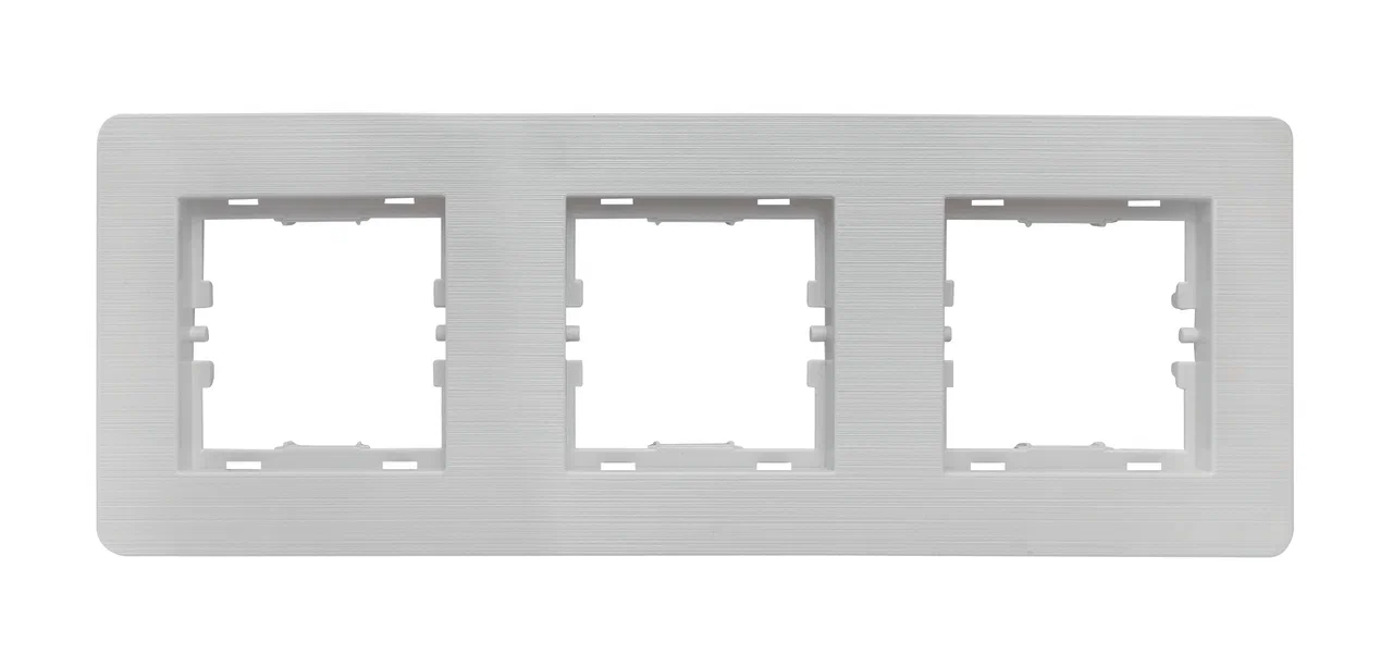 3fach Rahmen Horizontal gebürstet Grau - SELENE Schalterserie