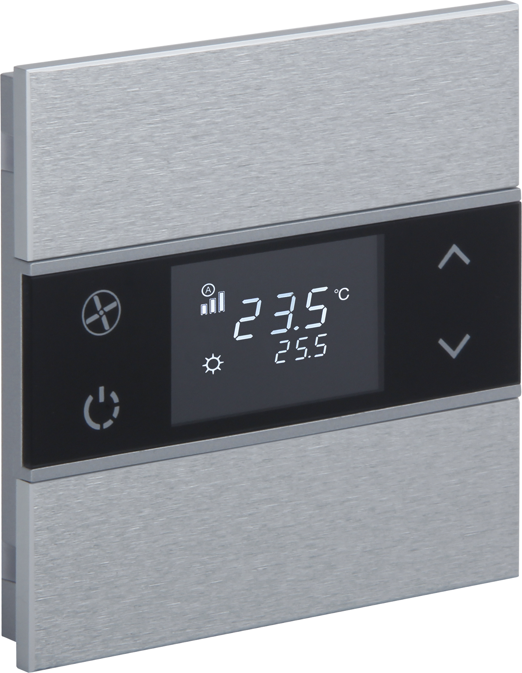 KNX Metall Taster mit Thermostat ROSA ·  Aluminium Natur 2