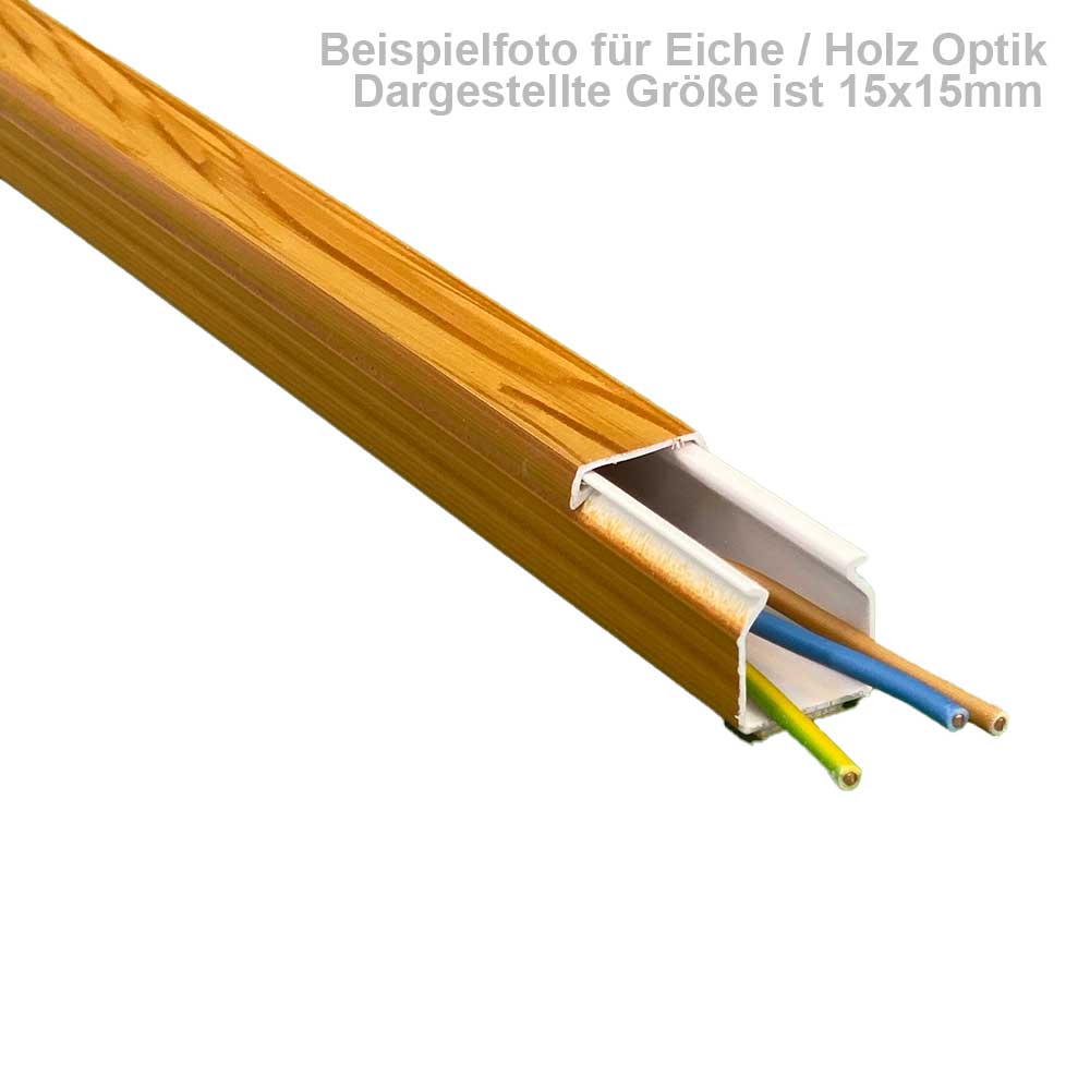 20x10 mm Kabelkanal Eiche Holz Optik Selbstklebend 2x 1m