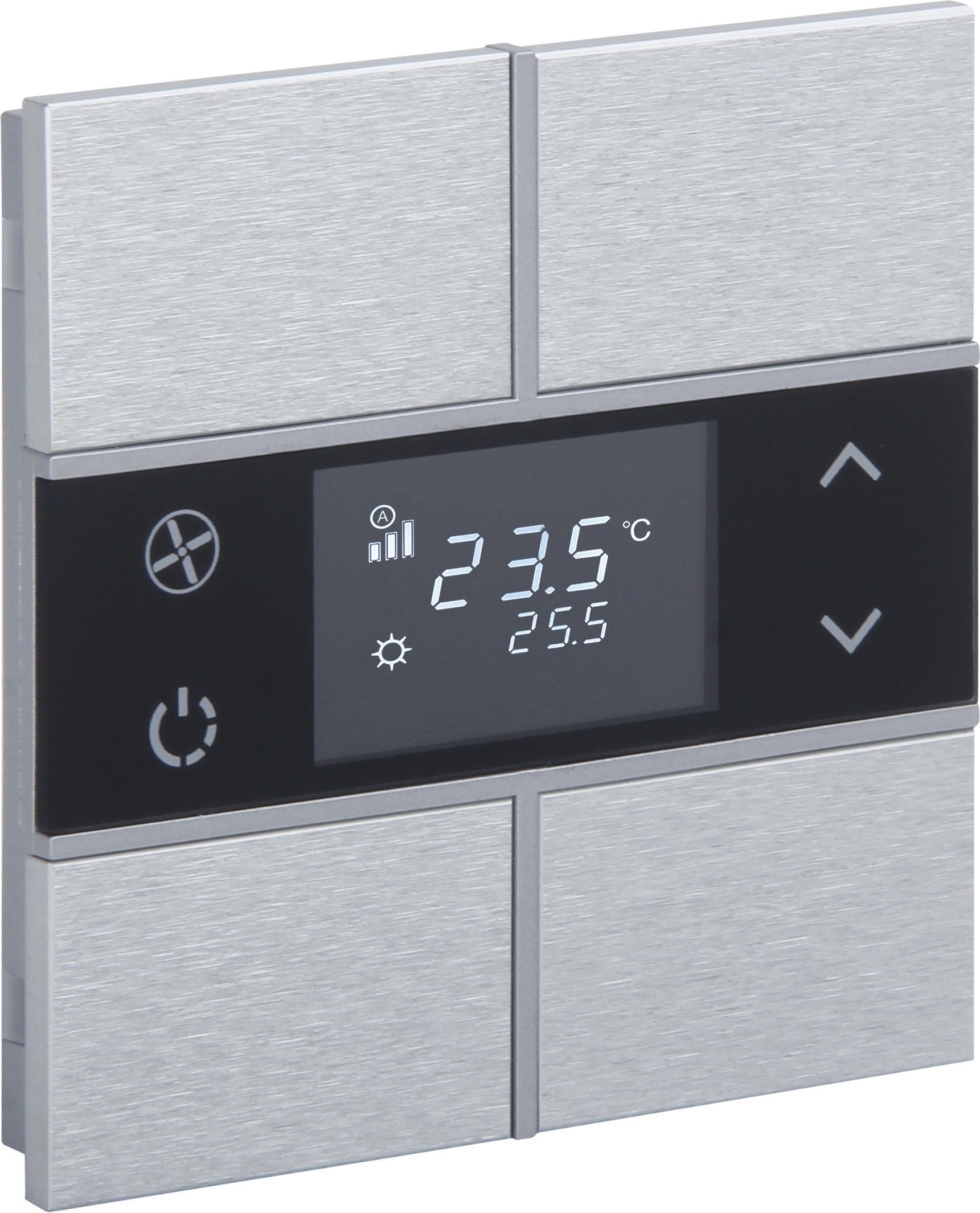 KNX Metall Taster mit Thermostat ROSA ·  Aluminium Natur 4