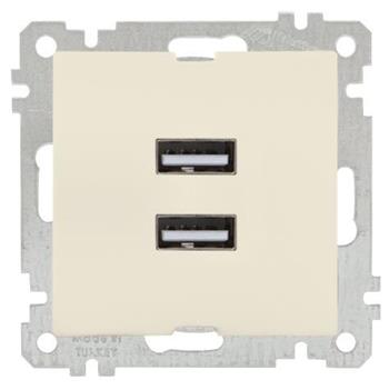 USB Steckdose mit Ladefunktion 2 fach creme (CANDELA Standard) USB Steckdose mit Ladefunktion 2 fach creme (CANDELA Standard)
